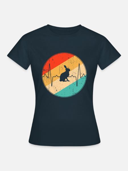 Hase Retro Herzschlag - Frauen T-Shirt - Navy