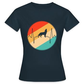 Wolf Retro Heartbeat - T-shirt Femme - marine - Devant - AI Model Female 172 dark (172cm)