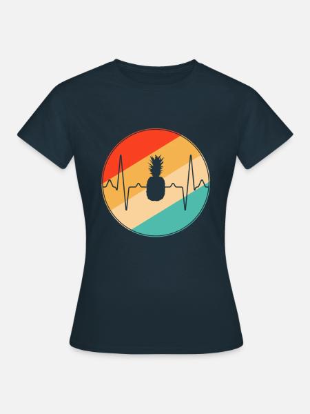 Ananas Retro Herzschlag - Frauen T-Shirt - Navy