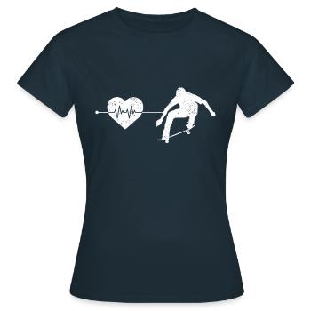 Skater Skate Heartbeat - T-shirt Femme - marine - Devant - AI Model Female 172 dark (172cm)