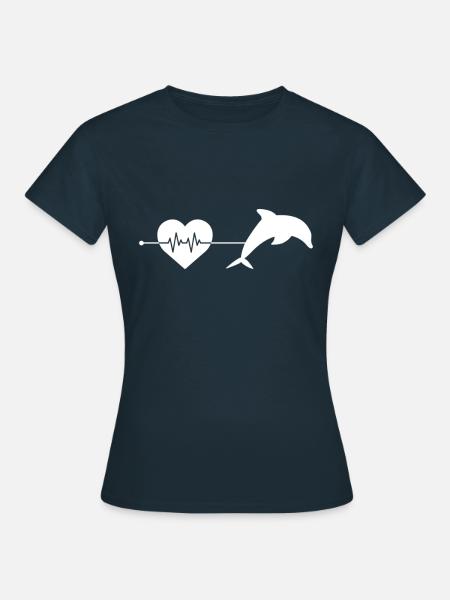Delfin Herzschlag - Frauen T-Shirt - Navy