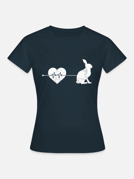 Hase Herzschlag - Frauen T-Shirt - Navy