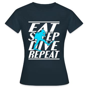 Alimentation Sommeil Plongée - T-shirt Femme - marine - Devant - AI Model Female 172 dark (172cm)