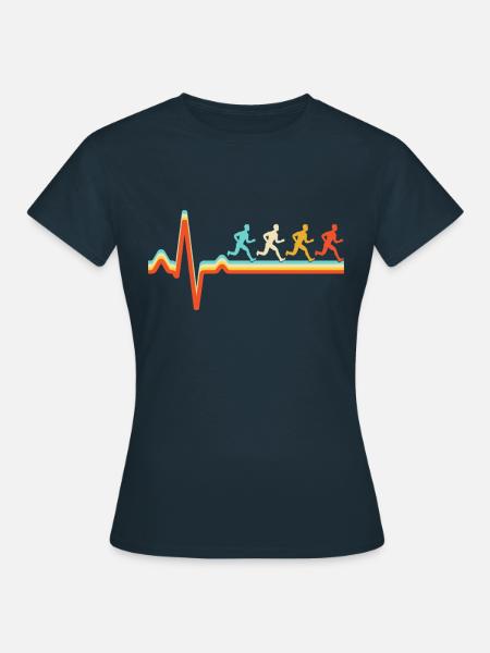 Joggen Retro Herzschlag - Frauen T-Shirt - Navy