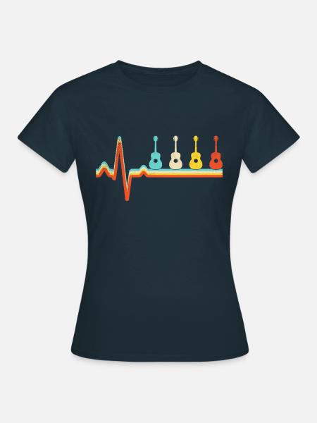 Gitarre Retro Herzschlag - Frauen T-Shirt - Navy
