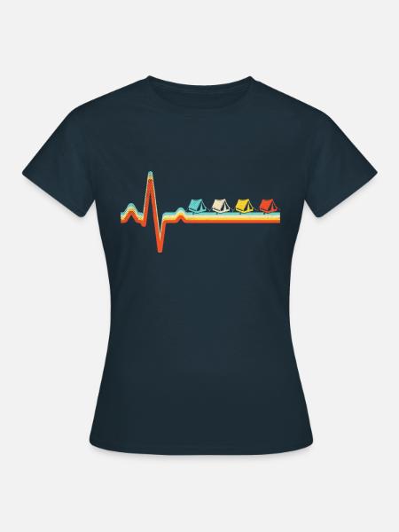 Camping Retro Herzschlag - Frauen T-Shirt - Navy