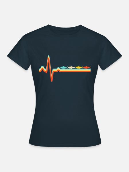 Hai Retro Herzschlag - Frauen T-Shirt - Navy