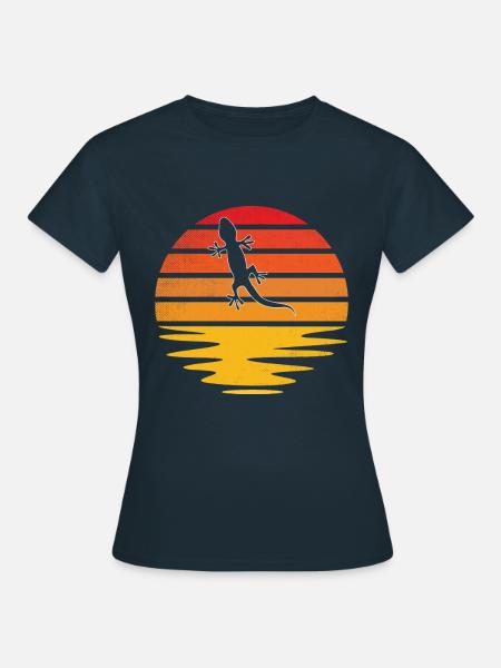 Eidechse Retro - Frauen T-Shirt - Navy