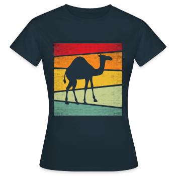 Dromedar Retro - Frauen T-Shirt - Navy - Vorne - AI Model Female 172 dark (172cm)
