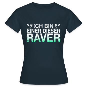 Raven Raver Spruch - Frauen T-Shirt - Navy - Vorne - AI Model Female 172 dark (172cm)