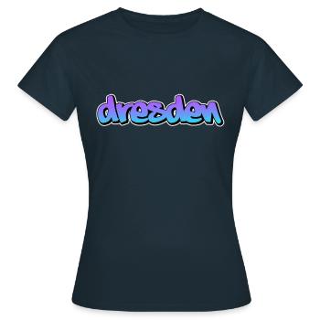 dresden - Frauen T-Shirt - Navy - Vorne - AI Model Female 172 dark (172cm)