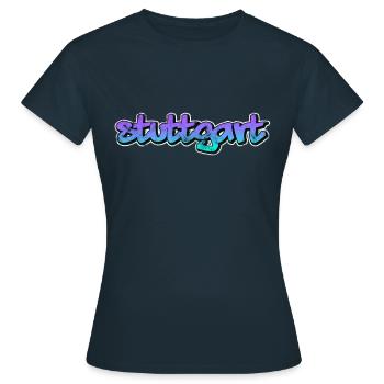 Stuttgart - T-shirt Femme - marine - Devant - AI Model Female 172 dark (172cm)