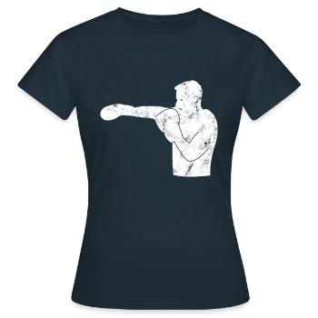 Boxer Silhouette - Frauen T-Shirt - Navy - Vorne - AI Model Female 172 dark (172cm)