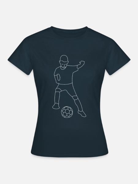 Fußball Junge gezeichnet - Frauen T-Shirt - Navy