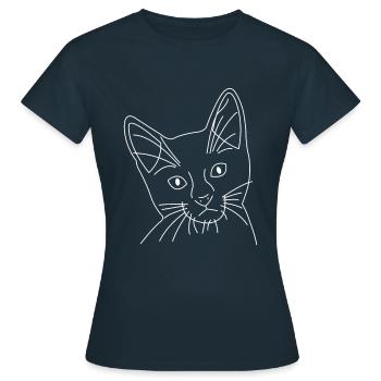 Cat cat face drawn - Women's T-Shirt - navy - Front - AI Model Female 172 dark (172cm)