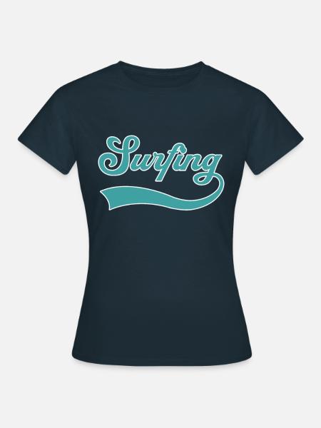Surfen Schriftzug - Frauen T-Shirt - Navy