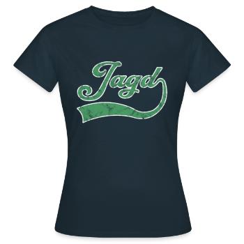 Jagd Schriftzug - Frauen T-Shirt - Navy - Vorne - AI Model Female 172 dark (172cm)