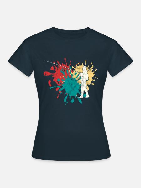 Angeln Angler Silhouette - Frauen T-Shirt - Navy