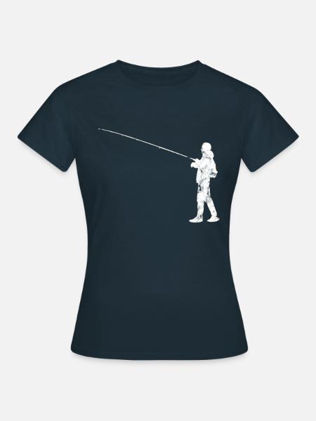 Angeln Angler Silhouette - Frauen T-Shirt - Navy