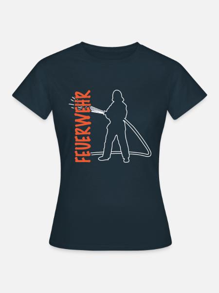 Feuerwehr Feuerwehrmann gezeichnet - Frauen T-Shirt - Navy