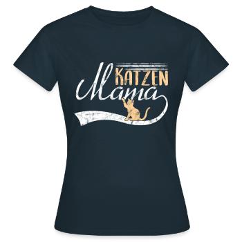 Katzen Mama - Frauen T-Shirt - Navy - Vorne - AI Model Female 172 dark (172cm)