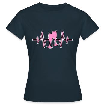 Sekt Herzschlag Neujahr - Frauen T-Shirt - Navy - Vorne - AI Model Female 172 dark (172cm)