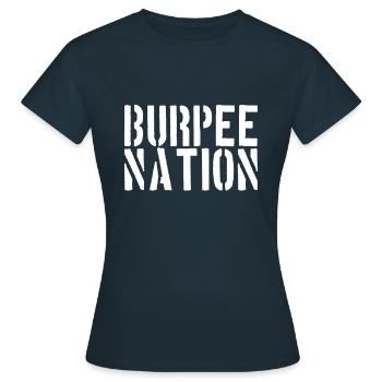Burpees Nation - Women's T-Shirt - navy - Front - AI Model Female 172 dark (172cm)