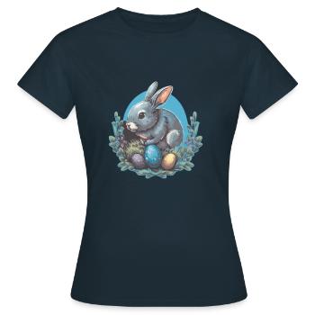 Osterhase - Frauen T-Shirt - Navy - Vorne - AI Model Female 172 dark (172cm)
