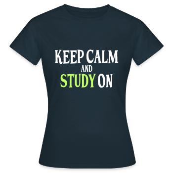 Studieren Spruch - Frauen T-Shirt - Navy - Vorne - AI Model Female 172 dark (172cm)