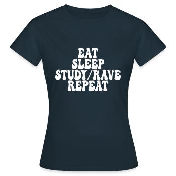 Studieren und Raven - Frauen T-Shirt - Navy - Vorne - AI Model Female 172 dark (172cm)
