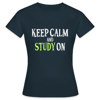 Studieren Spruch - Frauen T-Shirt - Navy - Vorne - AI Model Female 172 dark (172cm)