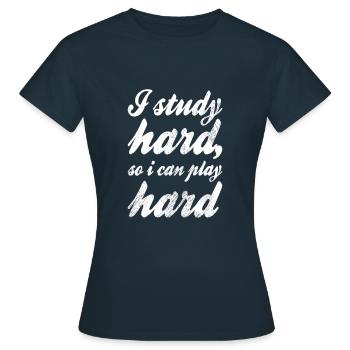 Studieren Spruch - Frauen T-Shirt - Navy - Vorne - AI Model Female 172 dark (172cm)