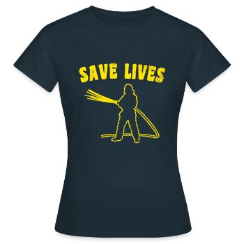 Slogan des pompiers - T-shirt Femme - marine - Devant - AI Model Female 172 dark (172cm)