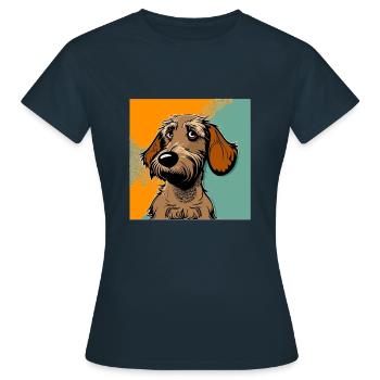 Dog in comic style - Women's T-Shirt - navy - Front - AI Model Female 172 dark (172cm)