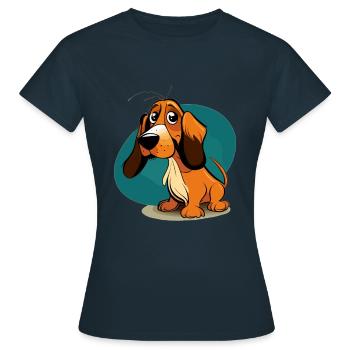 Dog in comic style - Women's T-Shirt - navy - Front - AI Model Female 172 dark (172cm)