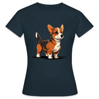 Dog in comic style - Women's T-Shirt - navy - Front - AI Model Female 172 dark (172cm)