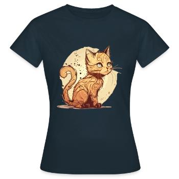 Cat in comic style - Women's T-Shirt - navy - Front - AI Model Female 172 dark (172cm)