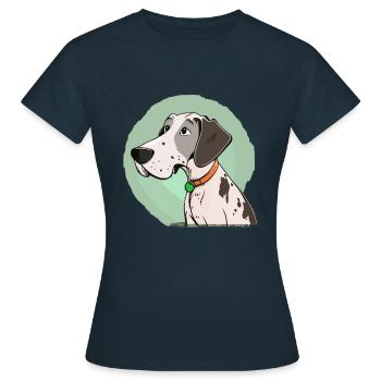 Dog in comic style - Women's T-Shirt - navy - Front - AI Model Female 172 dark (172cm)