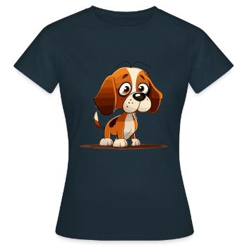 Dog in comic style - Women's T-Shirt - navy - Front - AI Model Female 172 dark (172cm)