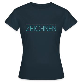 Zeichnen Schriftzug - Frauen T-Shirt - Navy - Vorne - AI Model Female 172 dark (172cm)