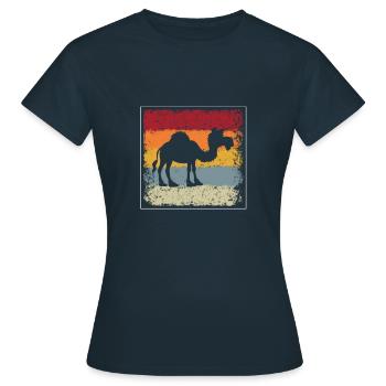Dromedar Retro - Frauen T-Shirt - Navy - Vorne - AI Model Female 172 dark (172cm)