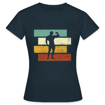 Body building Retro - Frauen T-Shirt - Navy - Vorne - AI Model Female 172 dark (172cm)
