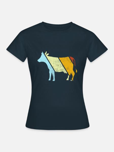 Kuh Retro - Frauen T-Shirt - Navy