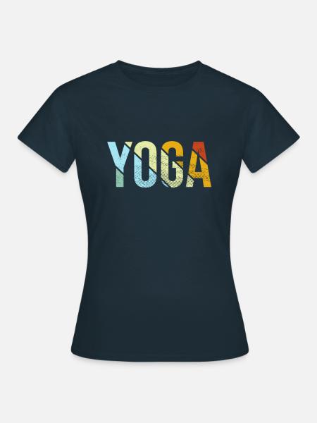 Yoga Retro Schriftzug - Frauen T-Shirt - Navy