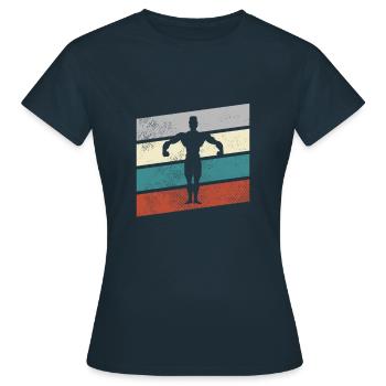 body building retro - Frauen T-Shirt - Navy - Vorne - AI Model Female 172 dark (172cm)