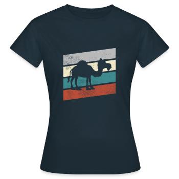 Dromedar Retro - Frauen T-Shirt - Navy - Vorne - AI Model Female 172 dark (172cm)