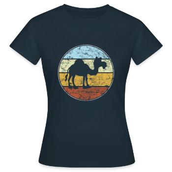 Dromedar Retro - Frauen T-Shirt - Navy - Vorne - AI Model Female 172 dark (172cm)