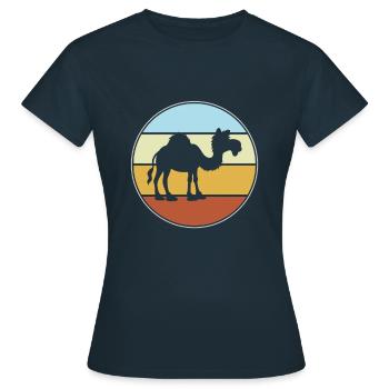 Dromedar Retro - Frauen T-Shirt - Navy - Vorne - AI Model Female 172 dark (172cm)