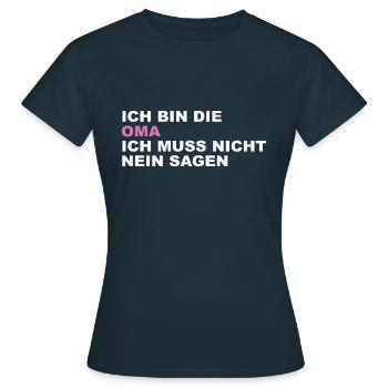 Oma Spruch - Frauen T-Shirt - Navy - Vorne - AI Model Female 172 dark (172cm)