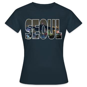 Séoul - T-shirt Femme - marine - Devant - AI Model Female 172 dark (172cm)